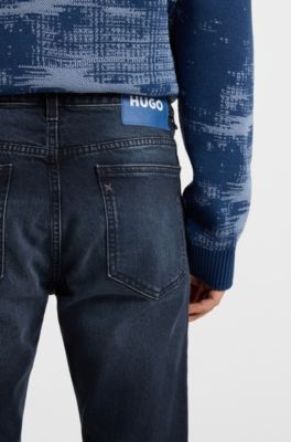 Blue-black slim-fit jeans in stretch denim, Dark Blue