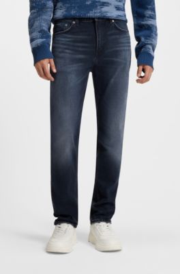 Jeans slim fit de denim el&aacute;stico en negro azulado, Azul oscuro