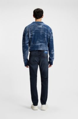 Jeans slim fit de denim el&aacute;stico en negro azulado, Azul oscuro