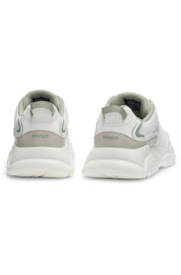 Mesh-detail trainers with rear pull loop, White