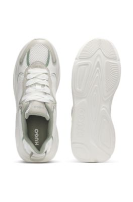 Mesh-detail trainers with rear pull loop, White