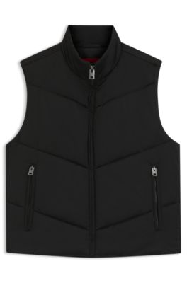 Padded-satin gilet with water-repellent finish, Black