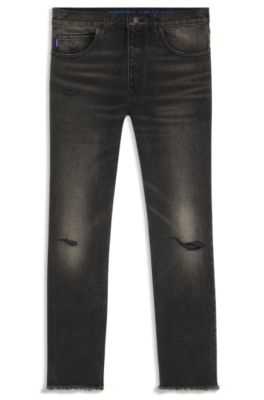 Vaqueros regular fit en denim desgastado gris, Gris oscuro