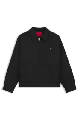 Chaqueta repelente al agua con detalle de logo apilado, Negro