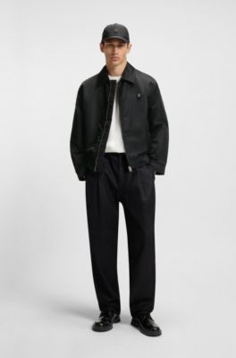 Stacked-logo jacket with water-repellent finish, Black