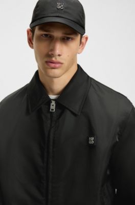 Chaqueta repelente al agua con detalle de logo apilado, Negro