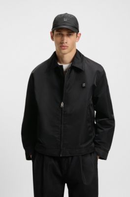 Stacked-logo jacket with water-repellent finish, Black
