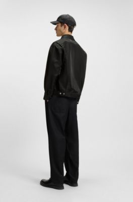 Stacked-logo jacket with water-repellent finish, Black