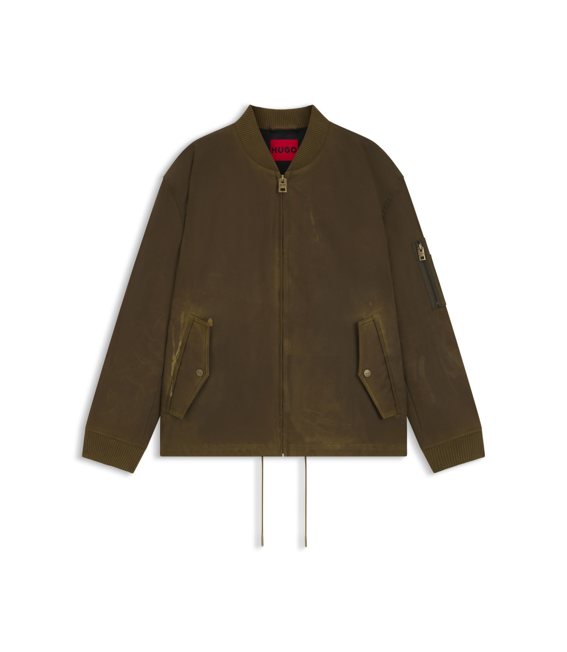 HUGO - Adjustable-hem bomber jacket in waxed cotton - Light Green