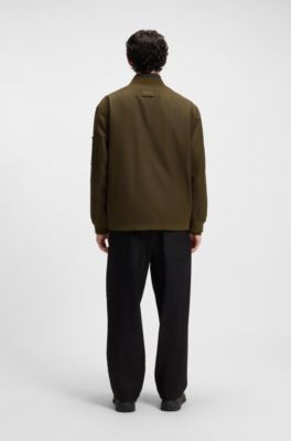 Adjustable-hem bomber jacket in waxed cotton, Light Green