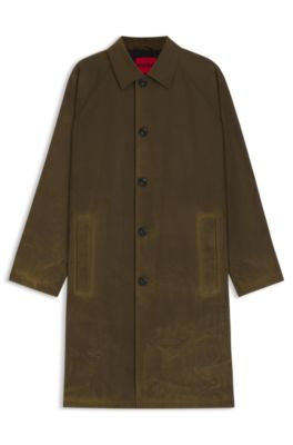 Waxed-cotton coat in a regular fit, Light Green
