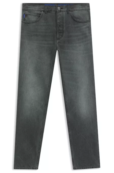 Grey regular-fit jeans in rigid denim
