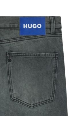 Jeans regular fit en denim r&iacute;gido gris, Gris oscuro