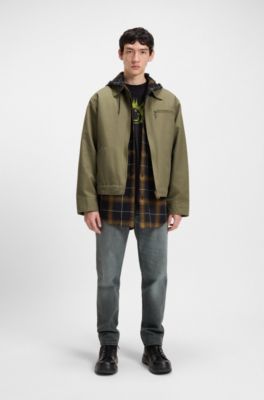 Grey regular-fit jeans in rigid denim, Dark Grey