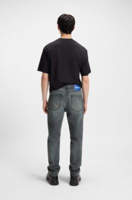 Jeans regular fit en denim r&iacute;gido gris, Gris oscuro