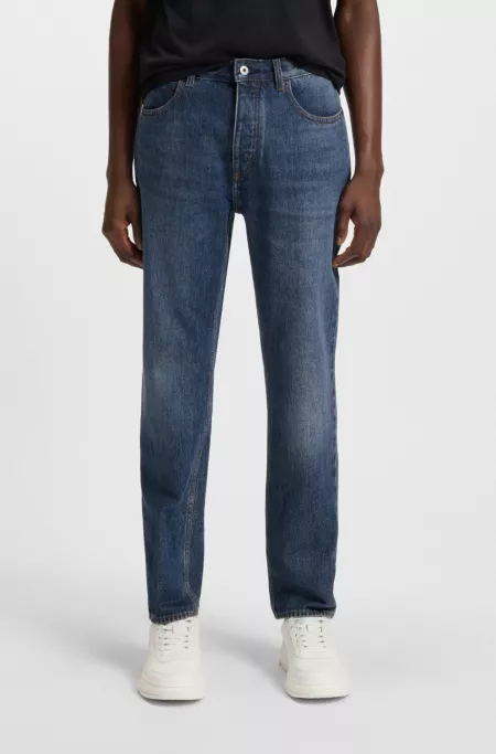 Blue regular-fit jeans in rigid denim