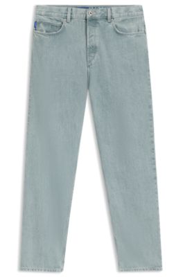 Blue baggy-fit jeans in rigid denim, Green