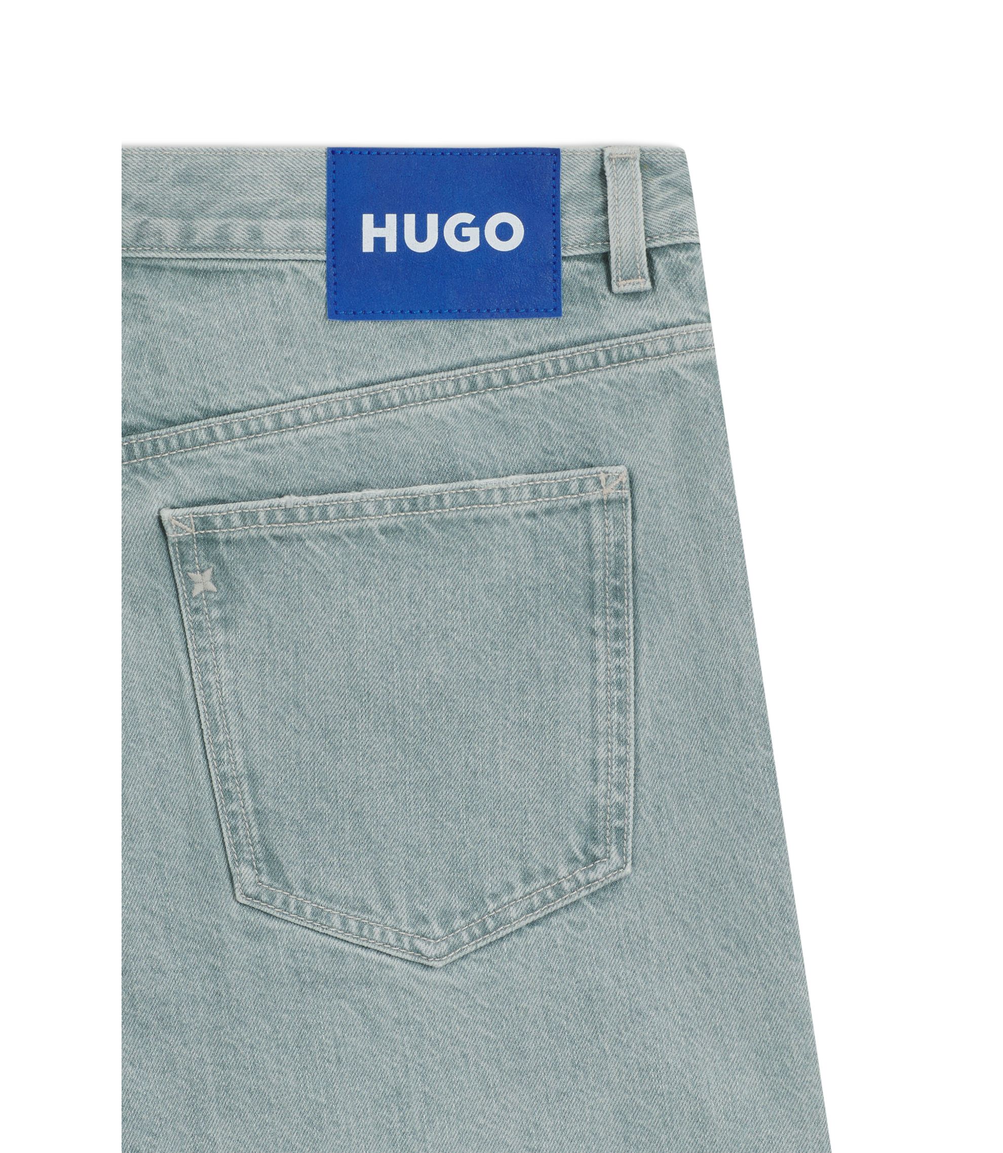 HUGO - Blue baggy-fit jeans in rigid denim - Green