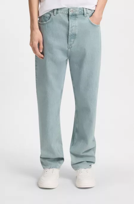 Blue baggy-fit jeans in rigid denim