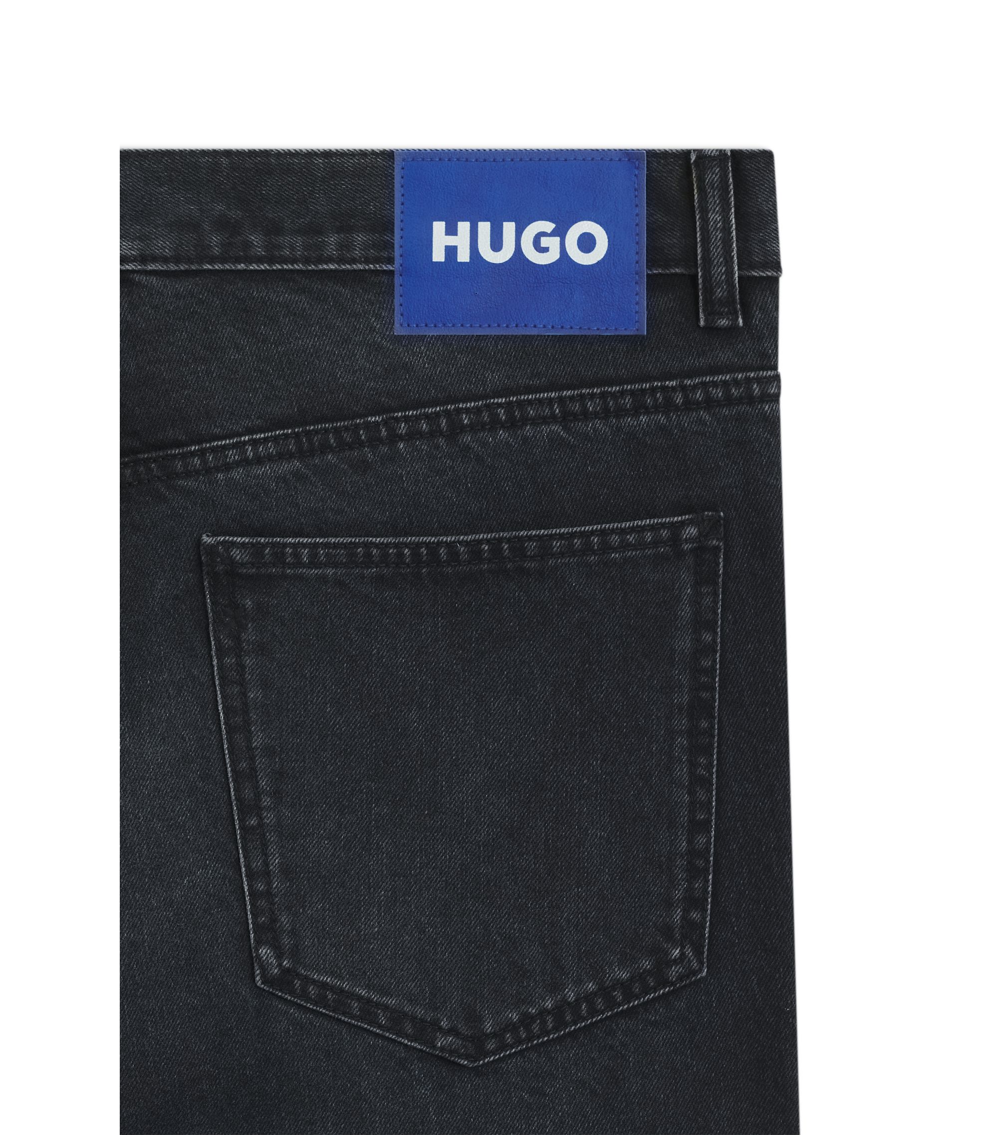 HUGO - Blue-black baggy-fit jeans in rigid denim - Dark Blue