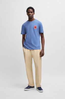 Faux-leather trainers with tonal monograms, Dark Blue