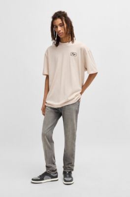 Low-top trainers with faux leather, Dark Grey