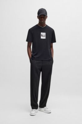 Low-top trainers with faux leather, Light Grey