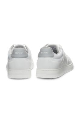 Faux-leather trainers with logo uppers, White