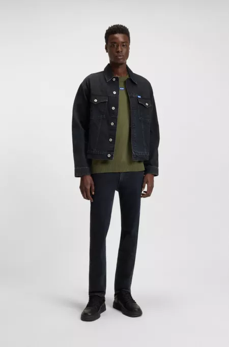 Blue-black regular-fit jacket in rigid denim