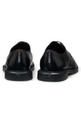 Leather Derby shoes with double stitching, Black