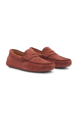 Penny-trim moccasins in suede, Brown