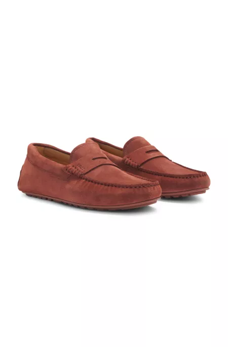 Penny-trim moccasins in suede