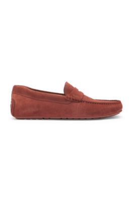 Penny-trim moccasins in suede, Brown