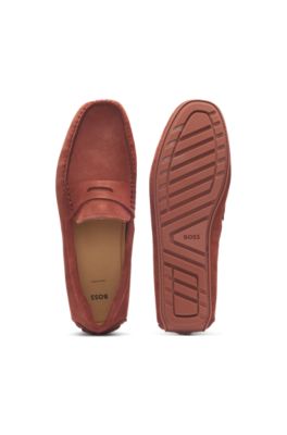 Penny-trim moccasins in suede, Brown