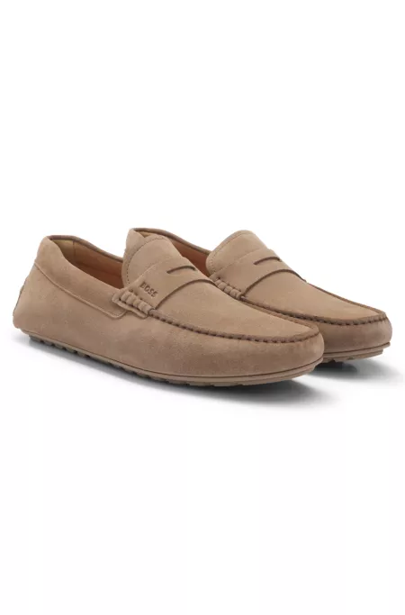 Penny-trim moccasins in suede