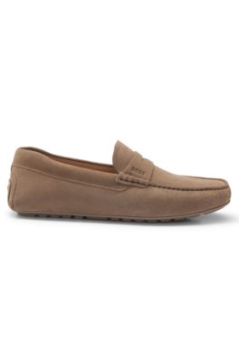 Penny-trim moccasins in suede, Beige