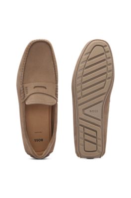 Penny-trim moccasins in suede, Beige