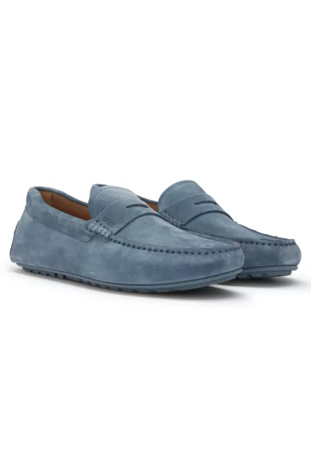 Penny-trim moccasins in suede