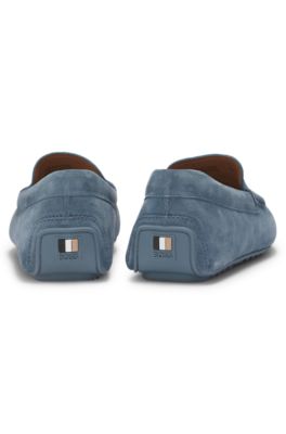 Penny-trim moccasins in suede, Light Blue