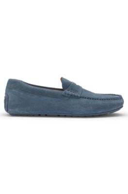 Penny-trim moccasins in suede, Light Blue