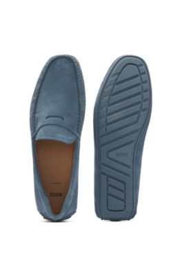 Penny-trim moccasins in suede, Light Blue