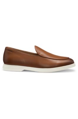 Nappa-leather loafers with contrast outsole, Brown