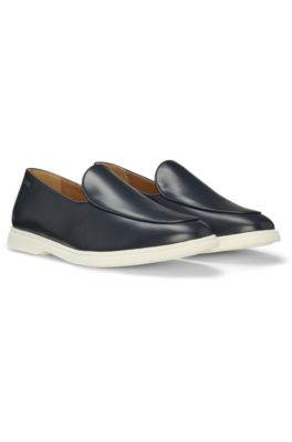 Nappa-leather loafers with contrast outsole, Dark Blue