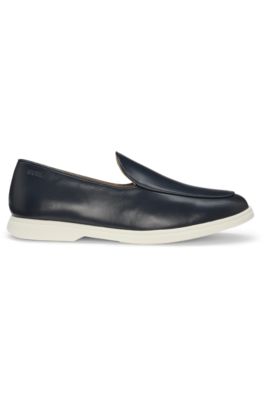 Nappa-leather loafers with contrast outsole, Dark Blue