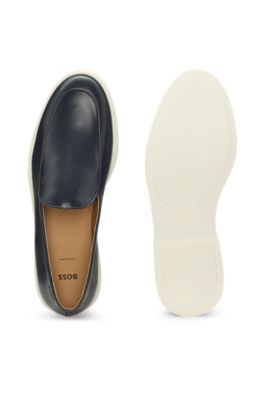 Nappa-leather loafers with contrast outsole, Dark Blue