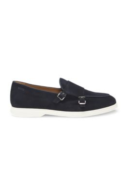 Suede monk shoe with contrast outsole, Dark Blue