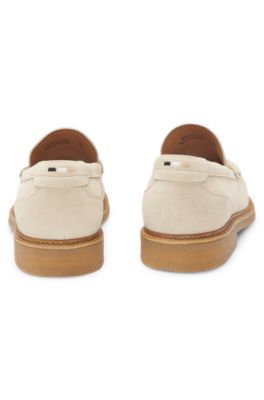 Crepe-outsole moccasins in suede, White