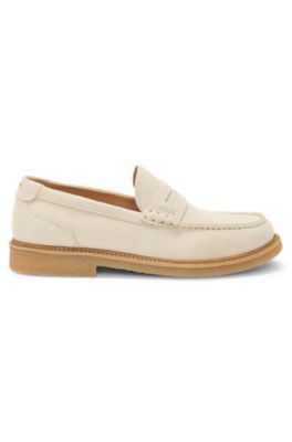 Crepe-outsole moccasins in suede, White