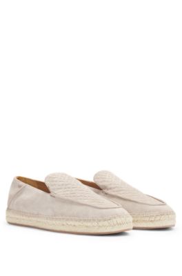 Suede espadrilles with monogrammed vamp, Beige