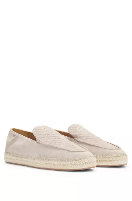 Suede espadrilles with monogrammed vamp